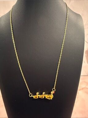 Kate Spade |♠️| Gold Plated & Crystal Mother Duck Trio Necklace
